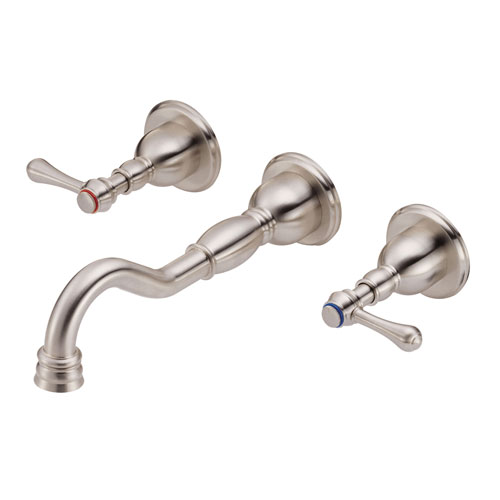 Danze Opulence Brushed Nickel Traditional Wall Mount Bathroom Faucet with Drain INCLUDES Rough-in Valve