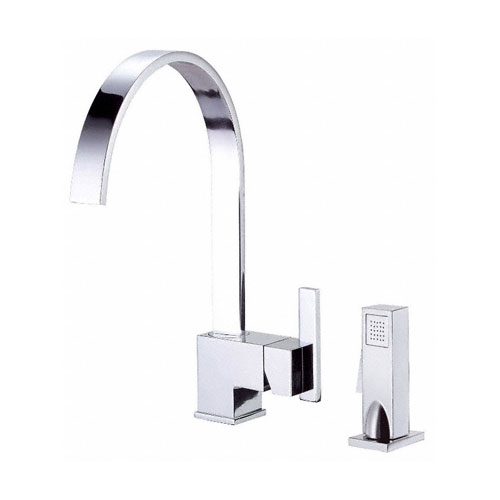 Danze Sirius Chrome Single Handle Modern High Arch Kitchen Faucet with Sprayer