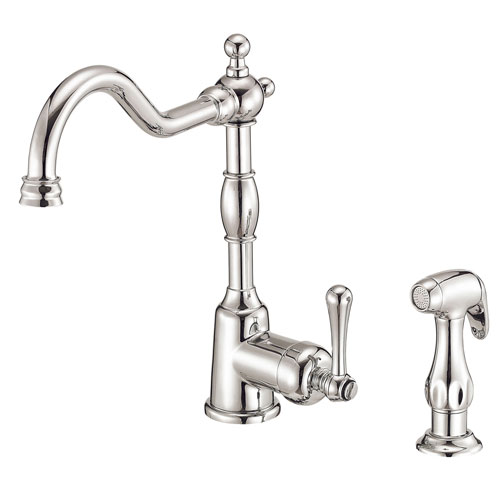 Danze Opulence Polished Nickel Single Side Handle Kitchen Faucet with Sprayer