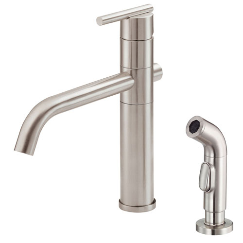 Danze Parma Stainless Steel Single Handle Modern Kitchen Faucet with Sprayer