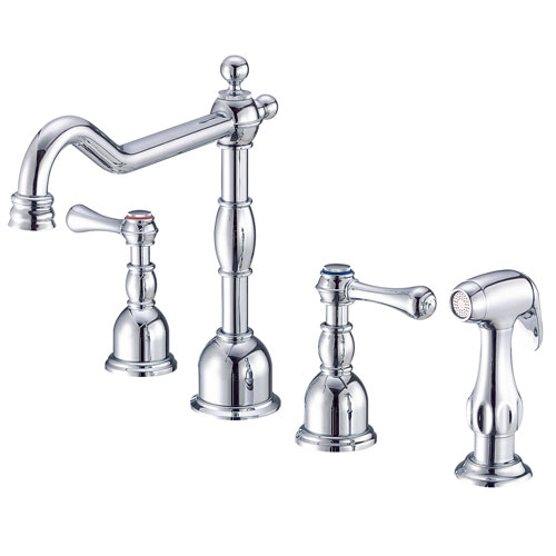 Danze Opulence Chrome Two Handle Widespread Kitchen Faucet with Sprayer