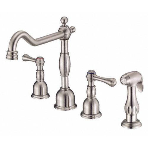 Danze Opulence Stainless Steel Two Handle Widespread Kitchen Faucet with Sprayer