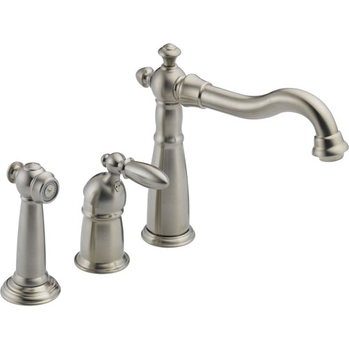 Delta Victorian Widespread Stainless Steel Kitchen Faucet w/ Side Spray 473179