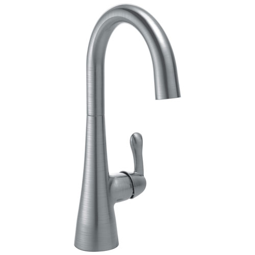 Delta Arctic Stainless Steel Finish Single Lever Handle 360-degree Swivel Spout Contemporary Water Efficient Bar Sink Faucet 729154