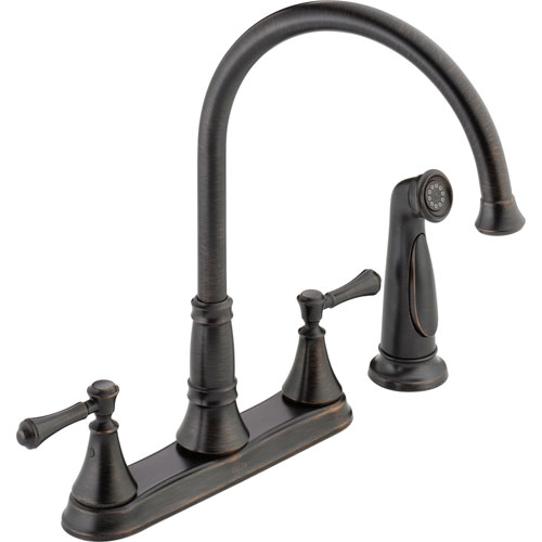 Delta Cassidy Gooseneck Venetian Bronze Kitchen Faucet with Side Sprayer 579506