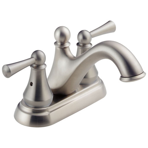 Delta Haywood Collection Stainless Steel Finish Two Lever Handle Centerset Bathroom Sink Faucet 722478