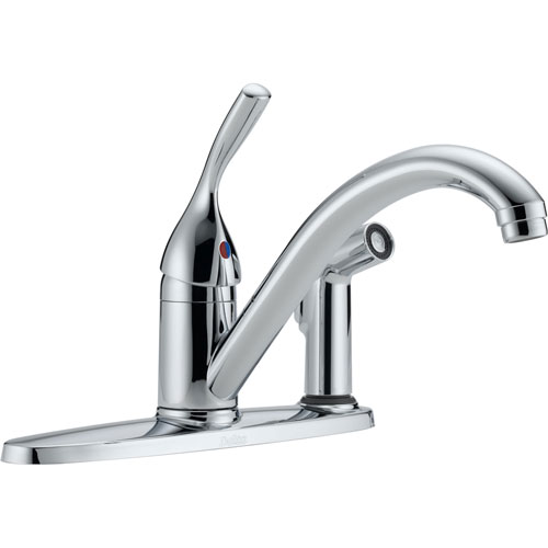 Delta Classic Single Handle Polished Chrome Kitchen Faucet with Sprayer 473790