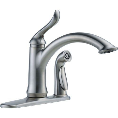 Delta Linden Arctic Stainless Kitchen Faucet with Integral Side Sprayer 610440