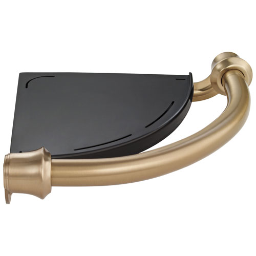 Qty (1): Delta Bath Safety Collection Champagne Bronze Finish Traditional Style Shower Corner Bathroom Shelf with Assist Grab Bar