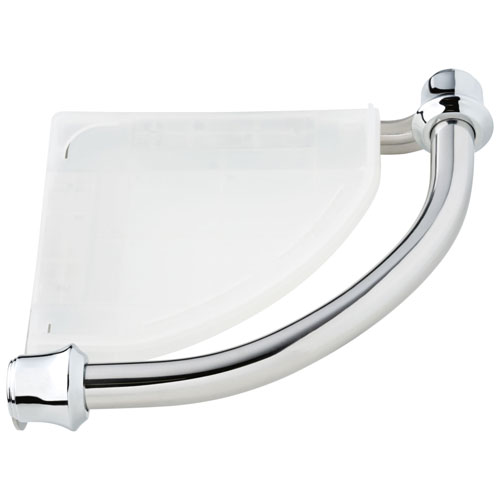 Qty (1): Delta Bath Safety Collection Chrome Finish Traditional Style Shower Corner Shelf with Assist Grab Bar