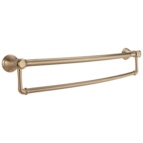 Qty (1): Delta Bath Safety Collection Champagne Bronze Finish Traditional Style Double 24 Towel Bar with Bathroom Assist Grab Bar