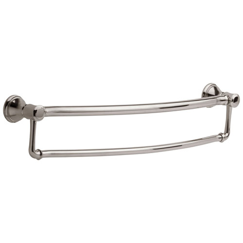 Qty (1): Delta Bath Safety Collection Polished Nickel Finish Traditional Style Double 24 Towel Bar with Bathroom Assist Grab Bar