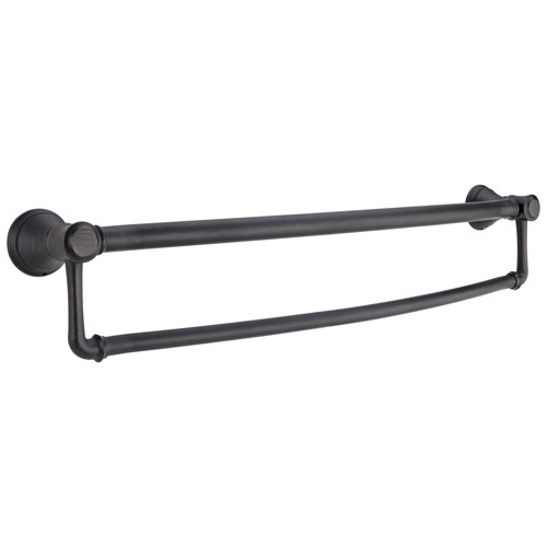 Qty (1): Delta Bath Safety Collection Venetian Bronze Finish Traditional Style Double 24 Towel Bar with Bathroom Assist Grab Bar