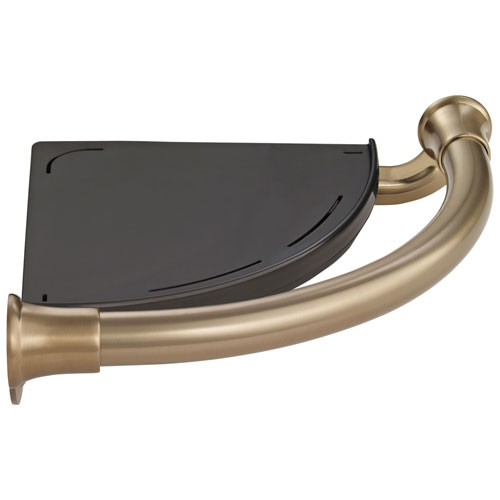 Delta Bath Safety Collection Champagne Bronze Finish Transitional Style Shower Corner Bathroom Shelf with Assist Grab Bar D41416CZ