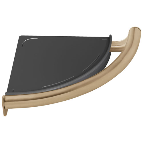 Qty (1): Delta Bath Safety Collection Champagne Bronze Finish Contemporary Shower Corner Bathroom Shelf with Assist Grab Bar