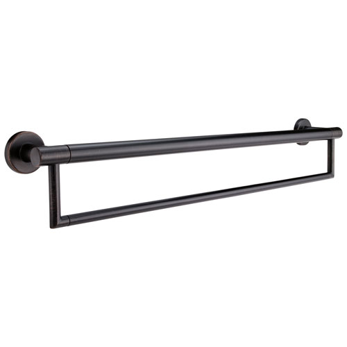 Qty (1): Delta Bath Safety Collection Venetian Bronze Finish Contemporary Style 24 Towel Bar with Assist Grab Bar