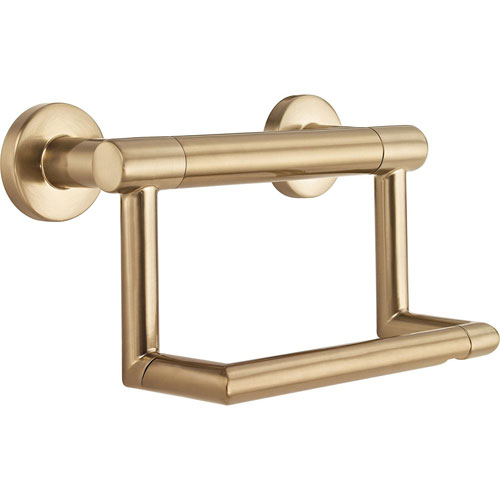 Qty (1): Delta Bath Safety Collection Champagne Bronze Finish Contemporary Toilet Tissue Paper Holder with Grab Assist Bar