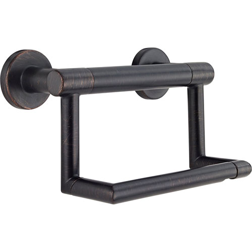 Qty (1): Delta Bath Safety Collection Venetian Bronze Finish Contemporary Toilet Tissue Paper Holder with Grab Assist Bar