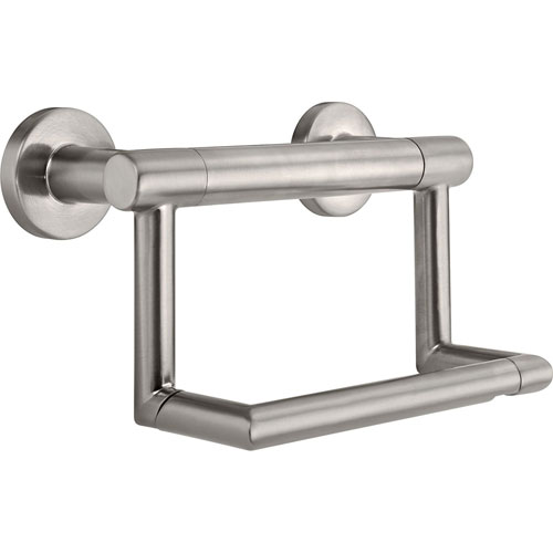 Qty (1): Delta Bath Safety Collection Stainless Steel Finish Contemporary Toilet Tissue Paper Holder with Grab Assist Bar