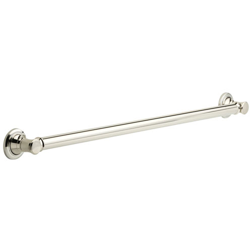 Qty (1): Delta Bath Safety Collection Polished Nickel Finish Traditional Style Decorative ADA Grab Bar for Shower or Bathroom 36 inch