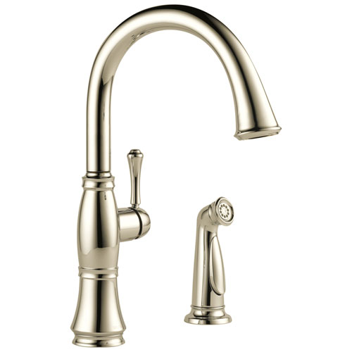 Delta Cassidy Collection Polished Nickel Finish Single Lever Handle Kitchen Sink Faucet with Side Spray 751594