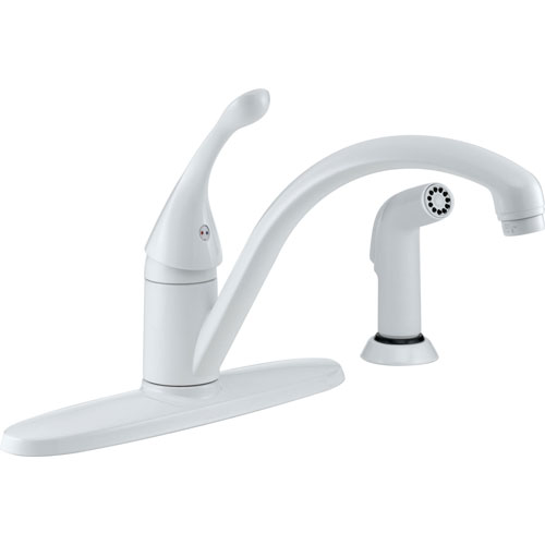Delta Collins Single Handle White Finish Kitchen Faucet with Side Spray 474515