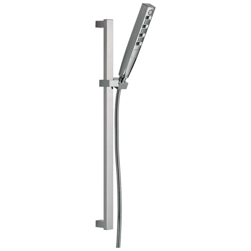 Qty (1): Delta Universal Showering Components Collection Chrome Finish Zura Modern Multi Function Hand Shower with Wall Slide Bar and Hose