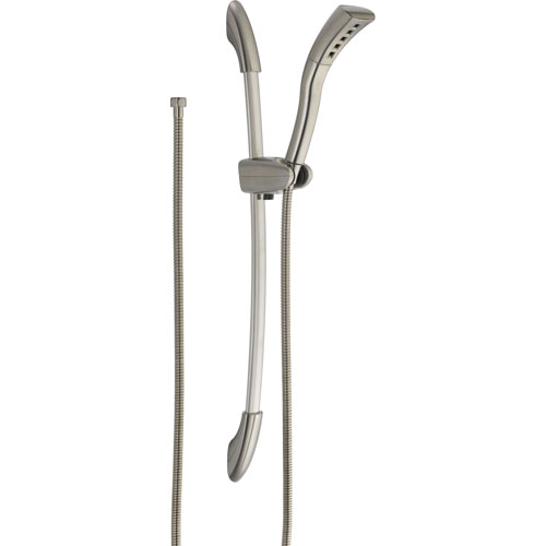 Qty (1): Delta H2Okinetic 1 Spray Stainless Steel Finish Handshower with Slide Bar