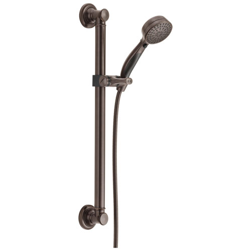 Qty (1): Delta Bath Safety Collection Venetian Bronze Finish Decorative Traditional Style ADA Grab Bar Wall Mount Hand Shower Sprayer Kit with Hose