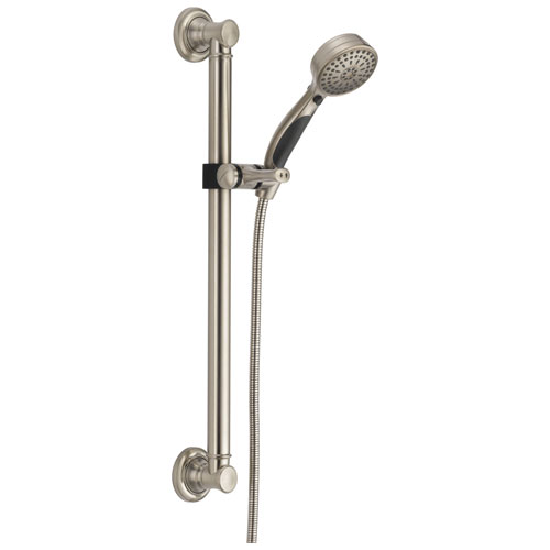 Qty (1): Delta Bath Safety Collection Stainless Steel Finish Decorative Traditional Style ADA Grab Bar Wall Mount Hand Shower Sprayer Kit with Hose