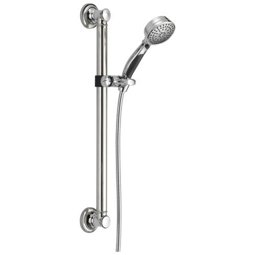 Qty (1): Delta Universal Showering Components Collection Chrome Finish Traditional Style Decorative ADA Approved Grab Bar with Hand Shower and Hose Kit