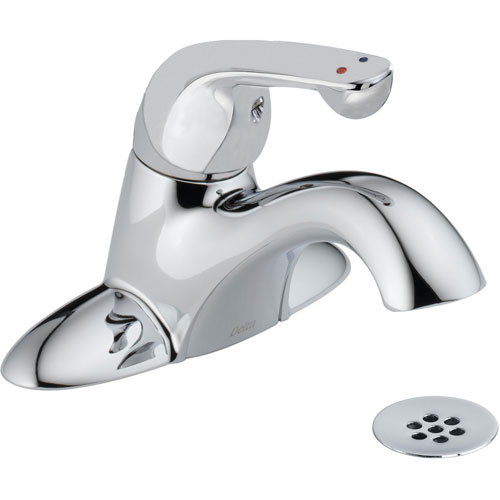 Delta Commercial Single Handle Low-Arc Chrome Centerset Bathroom Faucet 608696