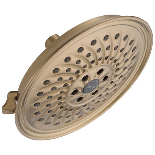 Delta Universal Showering Components Collection Champagne Bronze Finish H2Okinetic 3-Setting Raincan Shower Head 667547