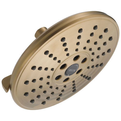 Qty (2): Delta Universal Showering Components Collection Champagne Bronze Finish H2Okinetic 3 Setting Raincan Shower Head