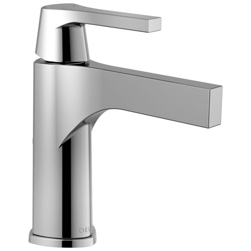 Delta Zura Collection Chrome Finish Single Handle Modern One Hole Bathroom Lavatory Sink Faucet with Metal Pop-up Drain 743892