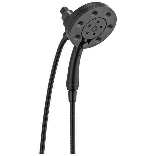 Delta Universal Showering Components Matte Black Finish In2ition 4-Setting Shower Arm Mount Two-in-One Hand Shower and Showerhead Combination D58472BL