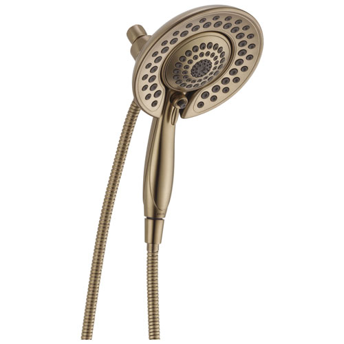Delta Universal Showering Components Champagne Bronze In2ition 5-Setting Shower Arm Mount Two-in-One Showerhead and Hand Shower Sprayer 737474