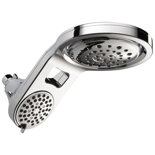 Qty (1): Delta Universal Showering Components Collection Chrome Finish HydroRain 5 Setting Dual Showerhead Switch Lever Allows Simultaneous Operation