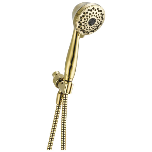 Delta Universal Showering Components Collection Polished Brass Finish 7-Setting Shower Arm Mount Hand Shower Sprayer with Hose 737160
