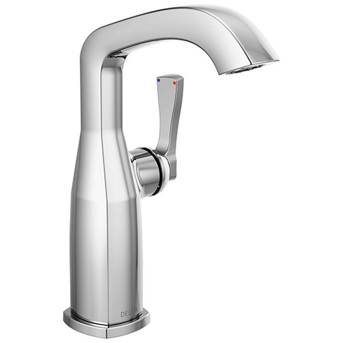 Delta Stryke Chrome Finish Mid-Height Spout Single Hole Bathroom Sink Faucet Includes Lever Handle D3591V