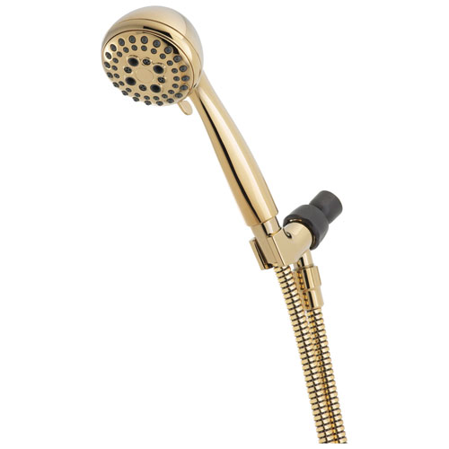 Delta Universal Showering Components Collection Polished Brass Finish 5-Setting Shower Arm Mount Hand Shower Sprayer with Hose 737167