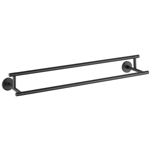 Qty (1): Delta Trinsic Collection Matte Black Finish Modern 24 Wall Mounted Double Towel Bar