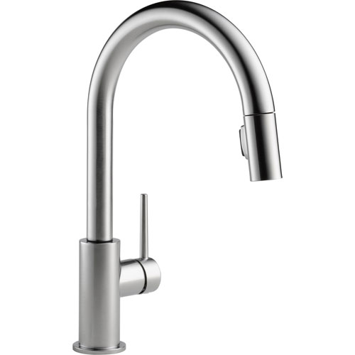 Qty (1): Delta Trinsic Modern Arctic Stainless Pull Down Sprayer Kitchen Faucet