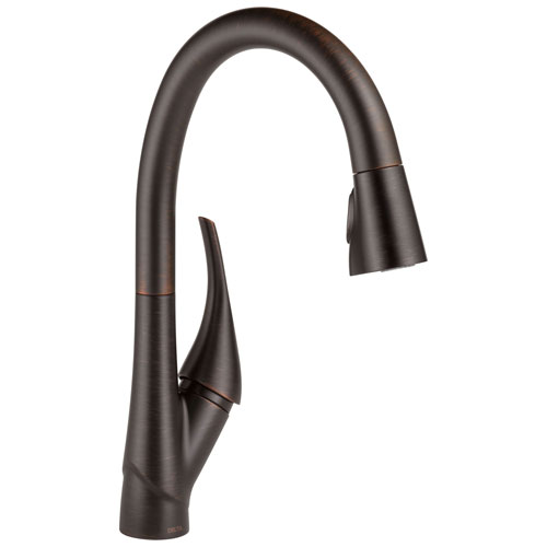 Delta Esque Collection Venetian Bronze Finish Single Handle Swivel Spout One Hole Pull-Down Kitchen Sink Faucet D9181RBDST