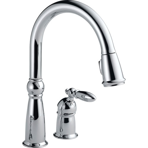 Delta Victorian Chrome Single Handle Pull-Down Sprayer Kitchen Faucet 463291