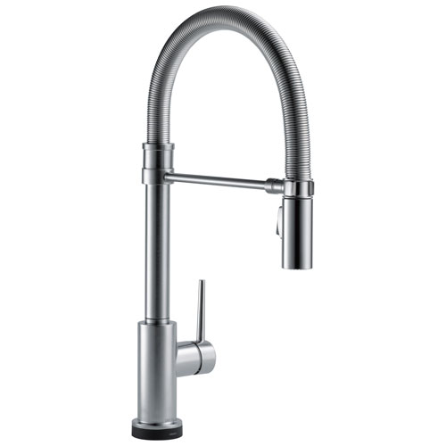 Delta Trinsic Collection Arctic Stainless Steel Finish One Handle Pull-Down Spring Spout Electronic Kitchen Sink Faucet with Touch2O Technology 739276