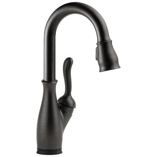 Delta Leland Collection Venetian Bronze Finish Single Handle Electronic One Hole Pull-Down Bar / Prep Sink Faucet with Touch2O Technology D9678TRBDST