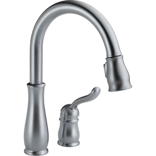 Delta Leland Arctic Stainless Two Hole Pull-Down Sprayer Kitchen Faucet 610459
