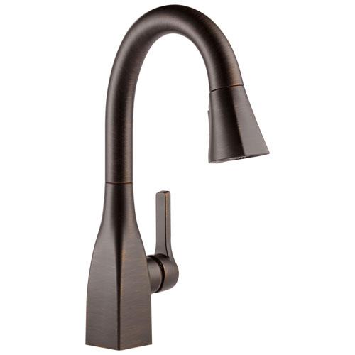 Delta Mateo Collection Venetian Bronze Finish Modern Single Handle Pull-Down Bar / Prep Sink Faucet 726278