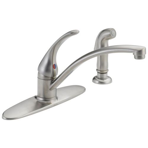Delta Foundations Collection Stainless Steel Finish Single Handle Kitchen Faucet with Side Spray DB4410LFSS